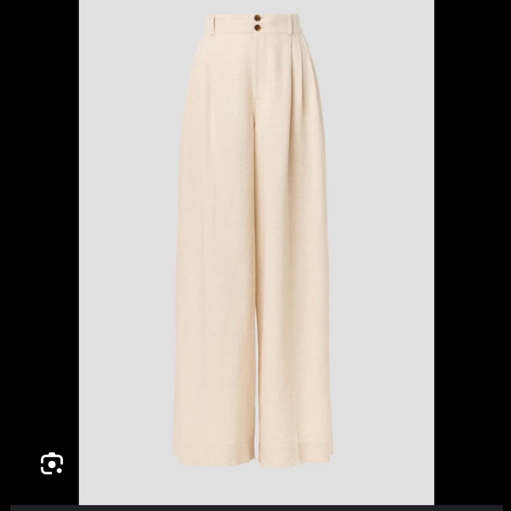 Elegant Cream Wide-Leg Pants High Waist Size Medium
